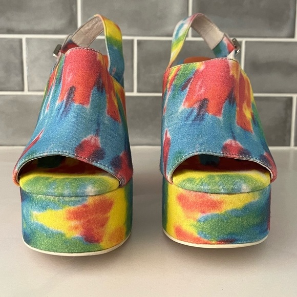 JEFFREY CAMPBELL Mattix Tie-Dye Platform Sandal Size 6 70’s Retro Boho Hippie - Picture 3 of 12